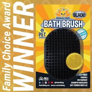 Black Dog Grooming Brush with Firm Bristles and Easy Grip